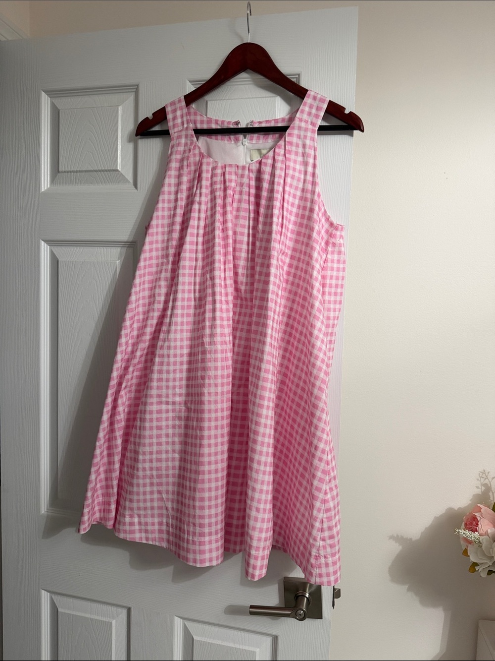 Women’s Pink Gingham Sleeveless Dresd